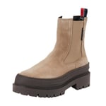 Tommy Jeans Femme TJW Foxing Chelsea Suede (EN0EN02631 Bottes mi-Hautes, Gris (Porcini Taupe), 36 EU