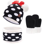 Enfant Fille Ensemble Bonnet Écharpe Gant d'hiver Bébé Chaud Coton Tricot Chapeau 0 1 2 3 4 Ans Pom Bonnets Casquette Cache Cou Gant Cadeaux pour Filles