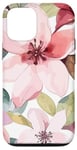 Coque pour iPhone 12/12 Pro Fleurs aquarelle douces en rose et mauve