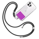 TBOC Cordon Telephone Portable [Noir] Patch de Fixation [Violet] Tour de Cou Universelle Sangle de Suspension Amovible Réglable et Résistante Compatible Toutes Les Smartphones