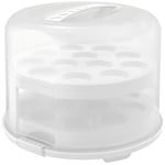 Rotho Fresh Cloche à gâteau haute avec plateaux, plastique de qualité alimentaire (PP) sans BPA, blanc/transparent, 35,5 x 34,5 x 26 cm