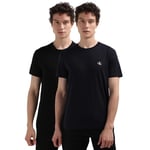 Calvin Klein Jeans T-Shirts Manches Courtes Lot de 2 Homme Monologo Col Ras-du-Cou, Multicolore (Night Sky/CK Black), XS