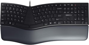 KC 4500 ERGO, clavier ergonomique, Disposition EU (QWERTY), filaire, repose-poignet rembourré avec mousse à mémoire de forme, clavier incurvé, Noir