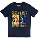 Guns N Roses T Shirt Use Your Illusion Band Logo Official Mens Navy Blue L