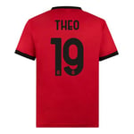 AC Milan Maglia Replica Stadio Rafa Leão 21 Home Official Football Shirt 2023/24, Red/Black (Theo 19), S