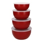 KitchenAid Prep Bowls with Lids, 4 Pieces, Empire Red, Sleeved