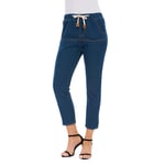 mzDkc0d Jean Femme Taille Elastique Drawstring Pocket Elastic Waist Trousers Jeans Casual Denim Pants