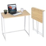 MEUBLE COSY Petits Espaces Table d'Ordinateur Pliante pour Bureau Domicile Poste de Travail Style scandinave Pieds en Métal 80x40x74cm Chêne