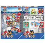 Ravensburger - Multipack Paw Patrol 2, Memory® 48 Cartes + 3 Puzzle Enfant 25/36/49 pièces, 4+ Ans