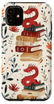 Coque pour iPhone 11 Motif de ver de bibliothèque Cute Dragon Books Cottagecore