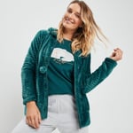 LH - veste de pyjama plaid à capuche vert foncé femme