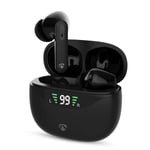 Nedis Täysin langaton Kuulokkeet | ANC (Active Noise Cancelling) | Bluetooth® | Suurin akun toistoaika: 30 tuntia | Kosteusohjaus | Latauskotelo | Langaton latausalusta | Sisäänrakennettu mikrofoni | Tuki ääniohjaukselle | Musta