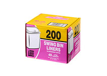 Le Cube Swing Bin Liners 200 bags. 40 Litre capacity. Suitable for Swing Bins and general waste. 114cm x 76cm.