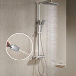 GAOZHI Colonne de Douche Système de Douche Pomme Douche de Tête 300x200mm, ABS Douchette à Main, Colonne de Douche avec Haute Pression, Carré Douche Set avec Mitigeur Anti Brûlure Chromé