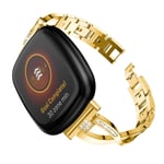 För Fitbit Versa 3 / Sense Universal Diamond Metal Watch Band Gold