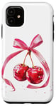 Coque pour iPhone 11 Rose Bow Coquette Esthétique Y2K Cerise Fille Femme