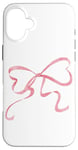 iPhone 16 Plus Coquette Pink Ribbon Bow Cute Heart Shape Soft Girl Case