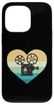 Coque pour iPhone 13 Pro Projecteur de cinéma en forme de cœur avec inscription « Ich liebe Kino »