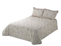 Viantala Nouveau Floral Housse de Couette, Coton, Beige/Blanc, Bed 150 cm