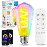 LVWIT E27 Smart Filament Bulb,Alexa Dimmable LED Color Changing Light Bulb,ST64