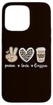 iPhone 15 Pro Max Cute Leopard Peace Sign Love Coffee Heart For Cafe Lovers Case