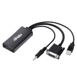 Adaptateur VGA vers HDMI avec audio (source de sortie PC VGA vers TV/moniteur avec affichage d'entrée HDMI), convertisseur VGA mâle vers HDMI femelle pour moniteur, adaptateur VGA HDMI 1080p.[V177]