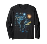 Bigfoot Sasquatch Starry Night Galaxy Monster Hunter Funny Long Sleeve T-Shirt