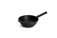 Woll Eco Logic QXR Poêle wok et mélangeur, inductive, Ø 24 cm, hauteur 10 cm, avec manche amovible, convient pour tous les types de feux, sans PFAS, revêtement antiadhésif, fonte d'aluminium, passe au