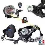 Lampe frontale LED CREE T6 adaptateur phare de pour velo puissante sur batterie