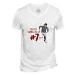 T-Shirt Homme Col V George Best / Vintage Footballeur Foot Star