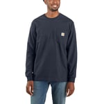 Carhartt Mens Workwear Pocket T Shirt Long Sleeve T - Navy - Size X-Large