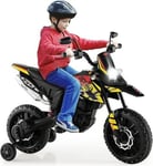 Moto Électrique Enfants avec 2 Roues Entraînemen Phare 12V avec Musique Charge 30kg Noir