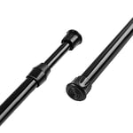 Aluminium Extendable Curtain Rod Tension Pole Easy Fitting For Net Curtains Shower Curtains or Voile, Length 45-70cm, Diameter 1.3cm,Black