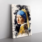 Big Box Art Johannes Vermeer The Girl with The Pearl Earring French Cream Canvas Wall Art Print Ready to Hang Picture, 76 x 50 cm (30 x 20 Inch), Multi-Coloured