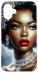 iPhone 16 Plus Glamorous Black Woman In Silver Art With Vintage Style Case