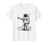 Astronaut Hitchhiking to Earth Black & White Design T-Shirt