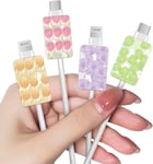 4 Pièces Protecteur De Câble Pour Iphone Type-C Chargeur Avec Motif De Tulipes Mignonnes, Protege Câble Chargeur Usb Saver, Ligne De Données Protège-Fil De Écouteur, Design Pour Le[Cdq092646]