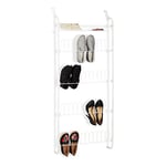 Relaxdays Range-chaussures portes, 12 paires, à suspendre, rangement 4 niveaux, fer, HLP : 144 x 60 x 19 cm, blanc