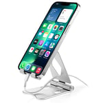 FadyDail Mobile Phone Stand Holder Desk, Full Aluminum Adjustable Cell Phone Holder for Desk Phone Holder Phone Dock Compatible with iPhone 14 13 12 11 Pro Max Samsung HUAWEI and All Smartphones