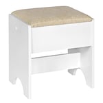 WOLTU Tabouret de Maquillage Rembourré, Chaise Coiffeuse 40x30x45cm, Siège pour Chambre Salon, Pouf Moderne en Lin et MDF, Beige+Blanc, MB6098be