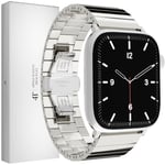 Ranneke Teräsranneke kelloihin Apple Watch Iwatch 4Tech mallia varten ULTRA SE 9 8 7 6 5 4 3 2 1 49 45 44 42 mm Band hopea