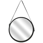 The Home Deco Factory - Miroir rond 40 cm avec anse en polyuréthane Noir