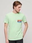 Superdry Cali Striped Logo T-Shirt, Neon Mint Green Slub