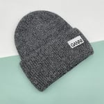 Stickad Herr Dam Ganni Vinter Varm Cap Manschettstickad Stretch Beanie Hatt f Dark gray