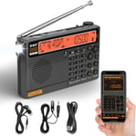 Rf757 Radio À Ondes Courtes De Contrôle Par Application, Radio Portable Avec Réception Am/Fm/Sw/Vhf/Uhf/Cb/Air, Batterie 2500 Mah, 1000 Préréglages, Casque, Antenne Filaire, Alarme & Sos