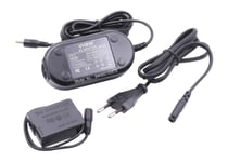 vhbw Bloc d'alimentation, chargeur adaptateur compatible avec Panasonic Lumix DMC-G7HK, DMC-G81 appareil photo, caméra vidéo - Câble 2m, coupleur DC