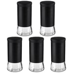 Set Of 5 1.5 Litre Black Stainless Steel Storage Jar Preserving Food Canister