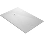 Receveur de douche blanc 120 x 80 cm ultra léger en résine aspect ardoise - grille carrée