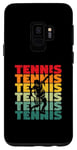 Coque pour Galaxy S9 Silhouette de tennis rétro vintage joueur entraîneur sportif amateur