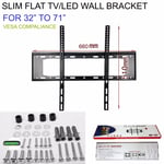 SLIM TV WALL BRACKET MOUNT FLAT FOR LED LCD OLED QLED 58 60 65 70 32 TO 71 INCH